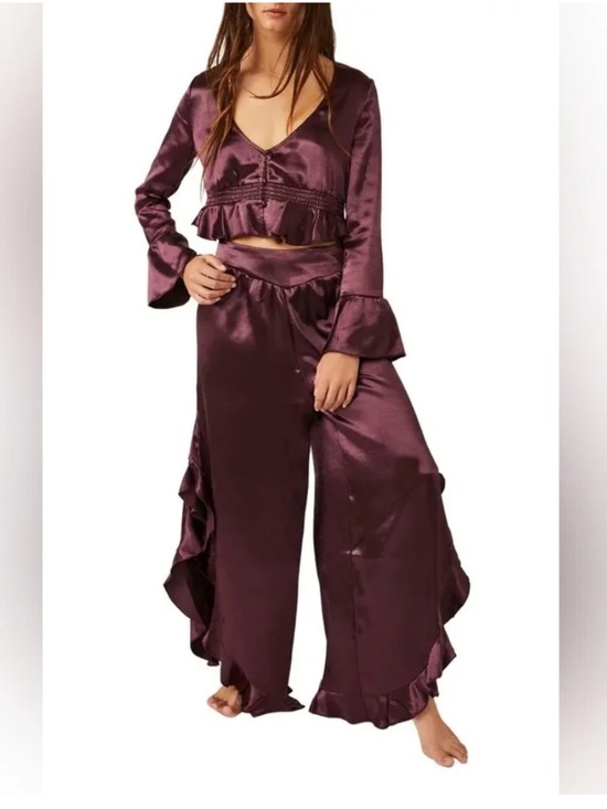 Free People Other - NWT Free People Chasing Love Purple Satin Pajama Set XL
